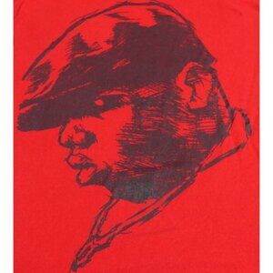 Notorious BIG T-shirt Medium Red Cotton Sketch Drawing Maximilian Biggie